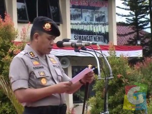 Kapolres Garut AKBP Arief Rachman Saat memimpin Apel Gabungan Persiapan Pilpres 2014. (poto jmb).