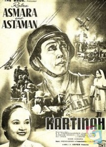 Poster film “Kartinah” (1948) yang membintangkan (alm) Ratna Asmara, dan Astaman. Ratna Asmara, tecatat sebagai pelopor wanita sutradara film pertama Indonesia. Film karya perdananya berjudul “Sedap Malam” (1950).   (Istimewa) 