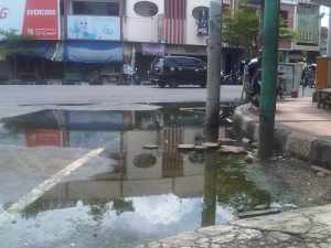 Genangan air akibat bukurnya sisitem drainase kota Banjar, foto Hermanto