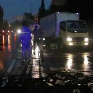 Kondisi jalan M Isa Kota Banjar saat terjadi amblas, foto hermanto