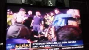 Rajia Polsek Kadungora Garut saat ditayang live di Televisi nasional antv, 19 Maret 2016, foto dok 