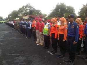 Para peserta Apel Gabungan Pengamanan Idul Adha Polres Banjar, foto Hermanto
