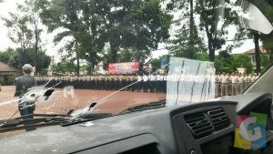 Salah satu Mobil barang bukti kasus perampokan Rp 17 Miliar diwilayah  Polres Subang, foto Deni